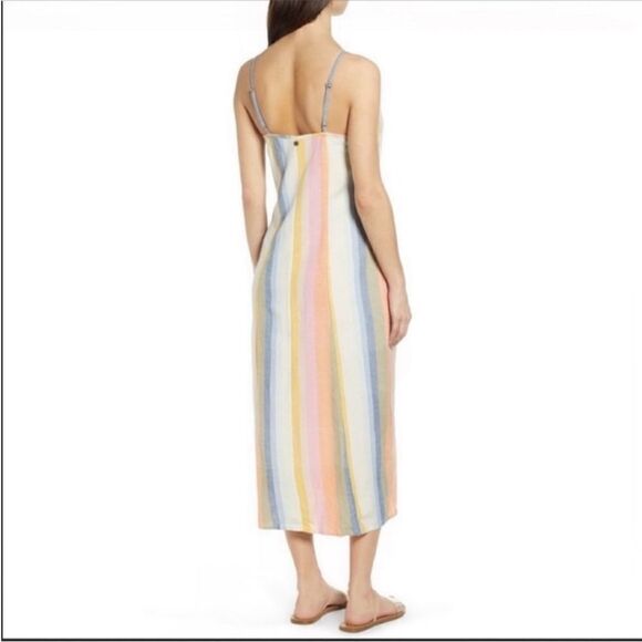 Billabong Lucky Us Striped Sleeveless Midi Dress Pastel Multi Large - Picture 10 of 16
